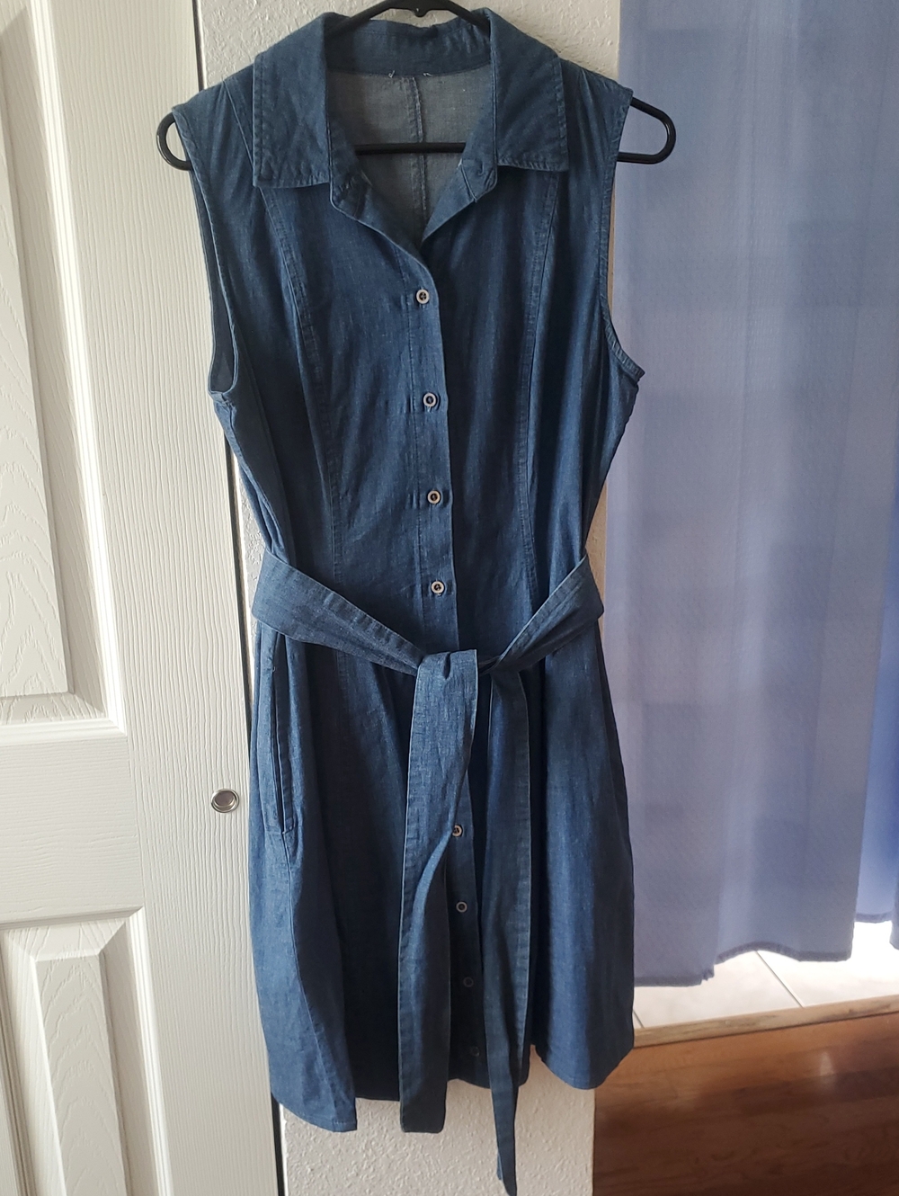 Source Unknown Sleeveless Button-Front Chambray Dress in Blue